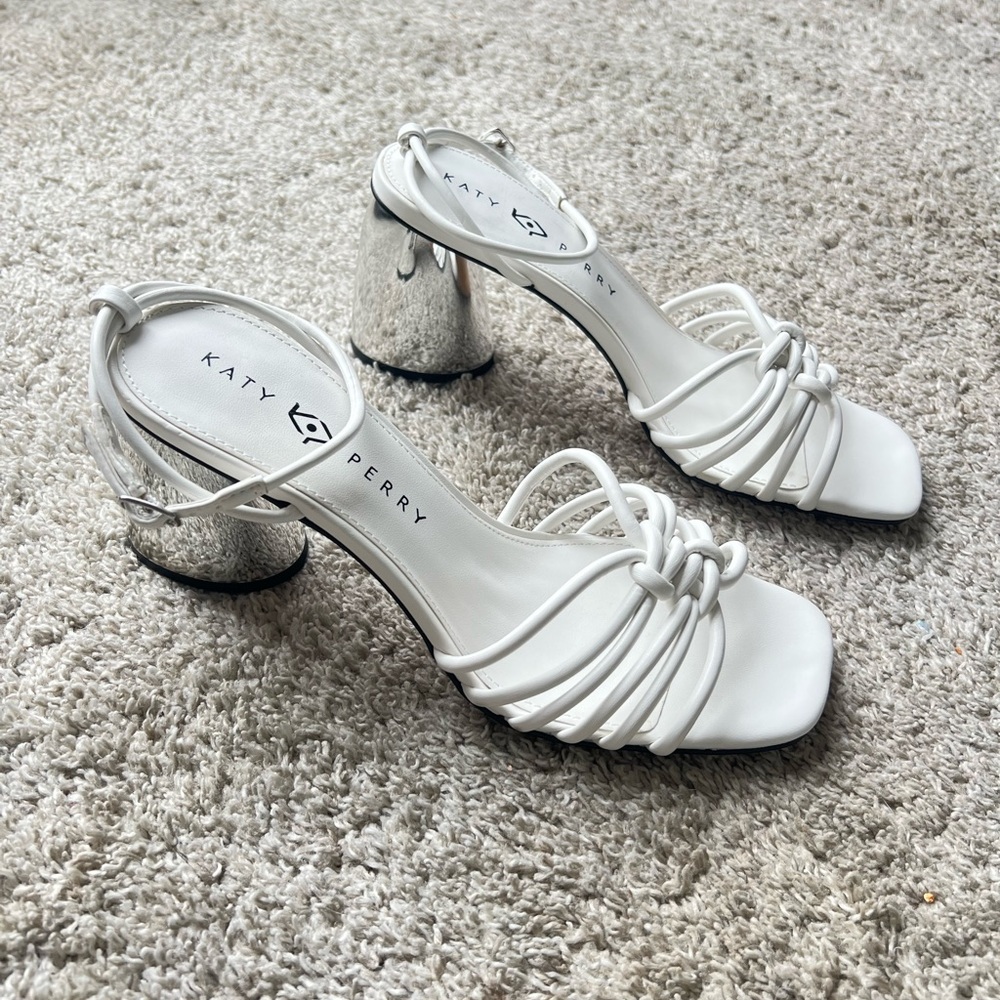 Katy Perry Collections Silver and White Strappy Heels. New without tags - Picture 4 of 7